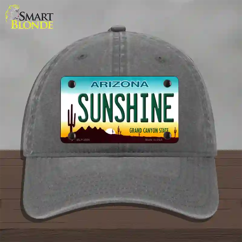 Sunshine Arizona Novelty License Plate Hat Unconstructed Cotton / Charcoal