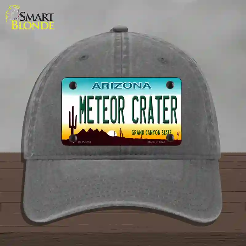 Arizona Meteor Crater Novelty License Plate Hat Unconstructed Cotton / Charcoal