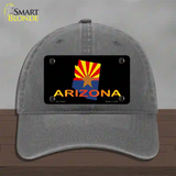Arizona Flag Filled State Outline Novelty License Plate Hat Unconstructed Cotton / Charcoal