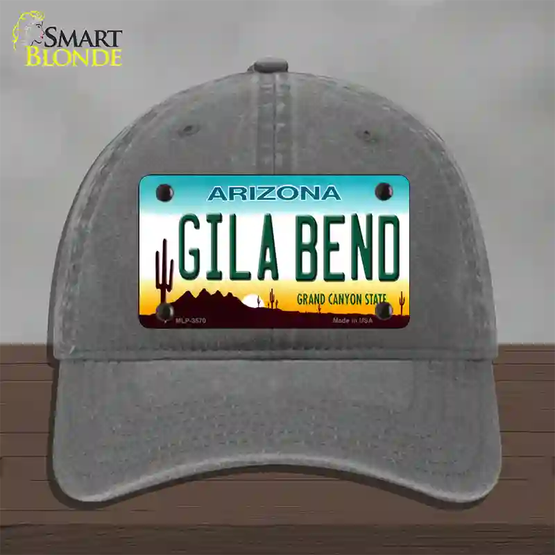 Gila Bend Arizona Novelty License Plate Hat Unconstructed Cotton / Charcoal