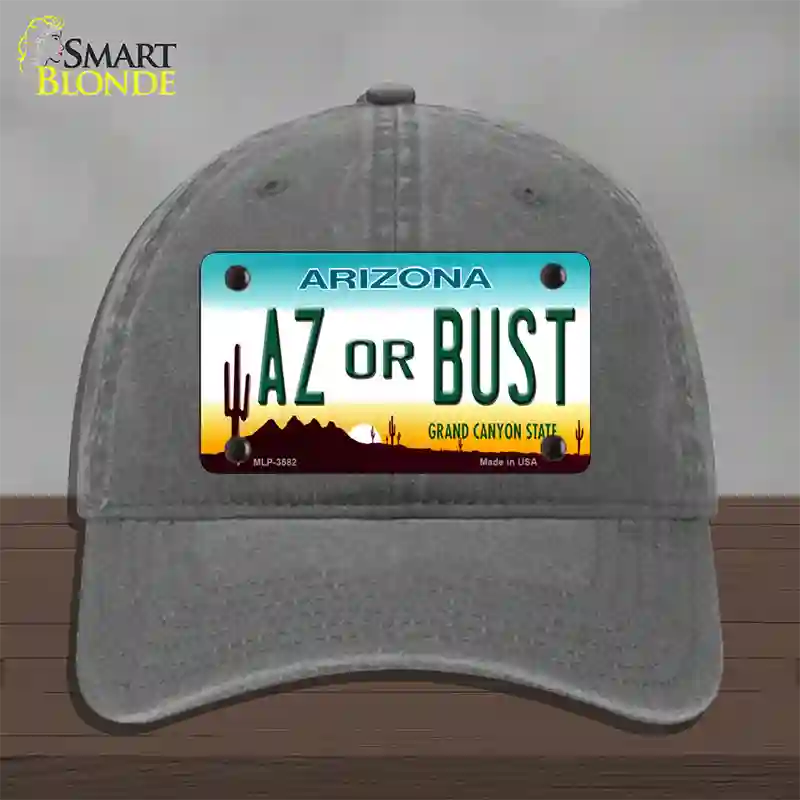 Arizona Az Or Bust Novelty License Plate Hat Unconstructed Cotton / Charcoal