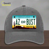 Arizona Az Or Bust Novelty License Plate Hat Unconstructed Cotton / Charcoal