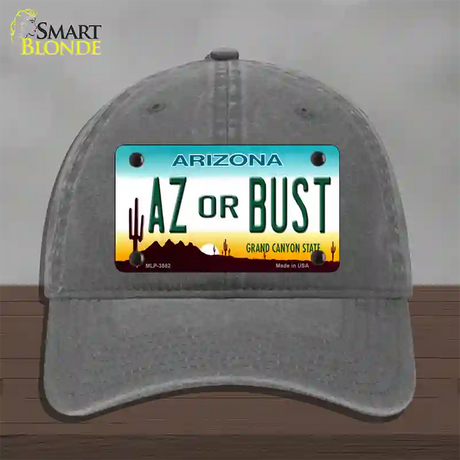 Arizona Az Or Bust Novelty License Plate Hat Unconstructed Cotton / Charcoal