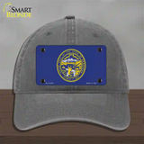 Nebraska State Flag Novelty License Plate Hat Unconstructed Cotton / Charcoal
