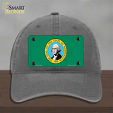 Washington State Flag Novelty License Plate Hat Unconstructed Cotton / Charcoal