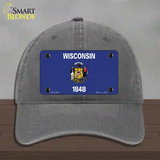 Wisconsin State Flag Novelty License Plate Hat Unconstructed Cotton / Charcoal