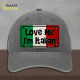 Love Me Im Italian Novelty License Plate Hat Unconstructed Cotton / Charcoal