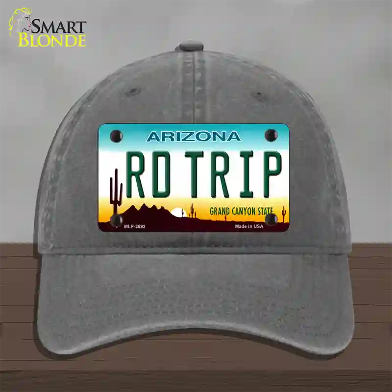 Rd Trip Arizona Novelty License Plate Hat Unconstructed Cotton / Charcoal