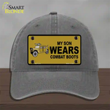 Son Wears Combat Boots Novelty License Plate Hat Unconstructed Cotton / Charcoal