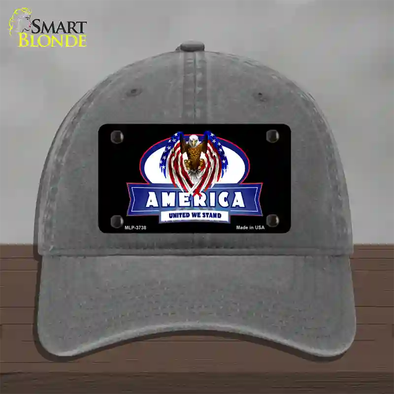 America United Novelty License Plate Hat Unconstructed Cotton / Charcoal