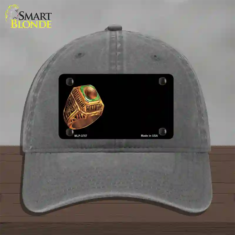 Basketball Champ Ring Offset Novelty License Plate Hat Unconstructed Cotton / Charcoal