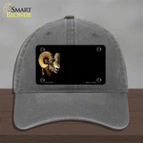 Big Horn Sheep Offset Novelty License Plate Hat Unconstructed Cotton / Charcoal