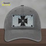 Maltese Cross Spider Web Novelty License Plate Hat Unconstructed Cotton / Charcoal