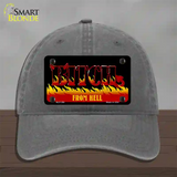 Bitch From Hell Flames Novelty License Plate Hat Unconstructed Cotton / Charcoal