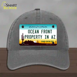 Ocean Front Property Novelty License Plate Hat Unconstructed Cotton / Charcoal