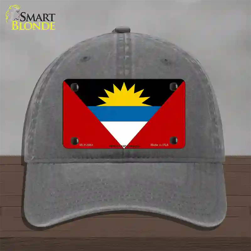 Antigua & Barbuda Flag Novelty License Plate Hat Unconstructed Cotton / Charcoal