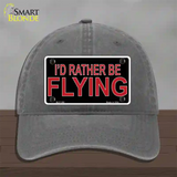Rather Be Flying Novelty License Plate Hat Unconstructed Cotton Charcoal