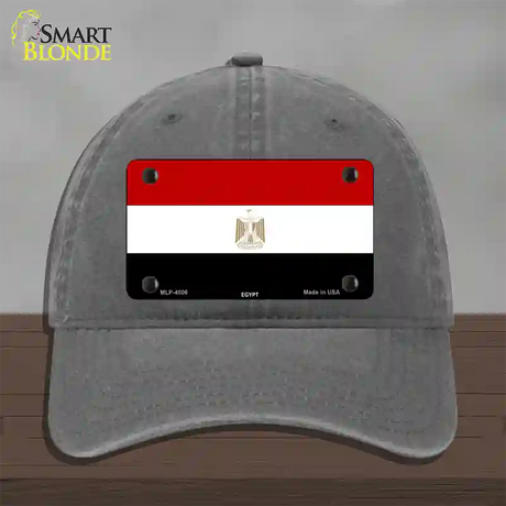 Egypt Flag Novelty License Plate Hat Unconstructed Cotton / Charcoal