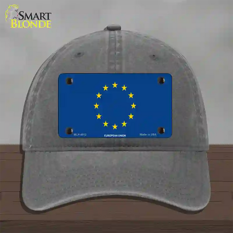 European Union Flag Novelty License Plate Hat Unconstructed Cotton / Charcoal