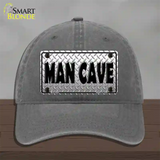 Man Cave Diamond Effect Novelty License Plate Hat Unconstructed Cotton / Charcoal