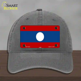 Laos Flag Novelty License Plate Hat Unconstructed Cotton / Charcoal