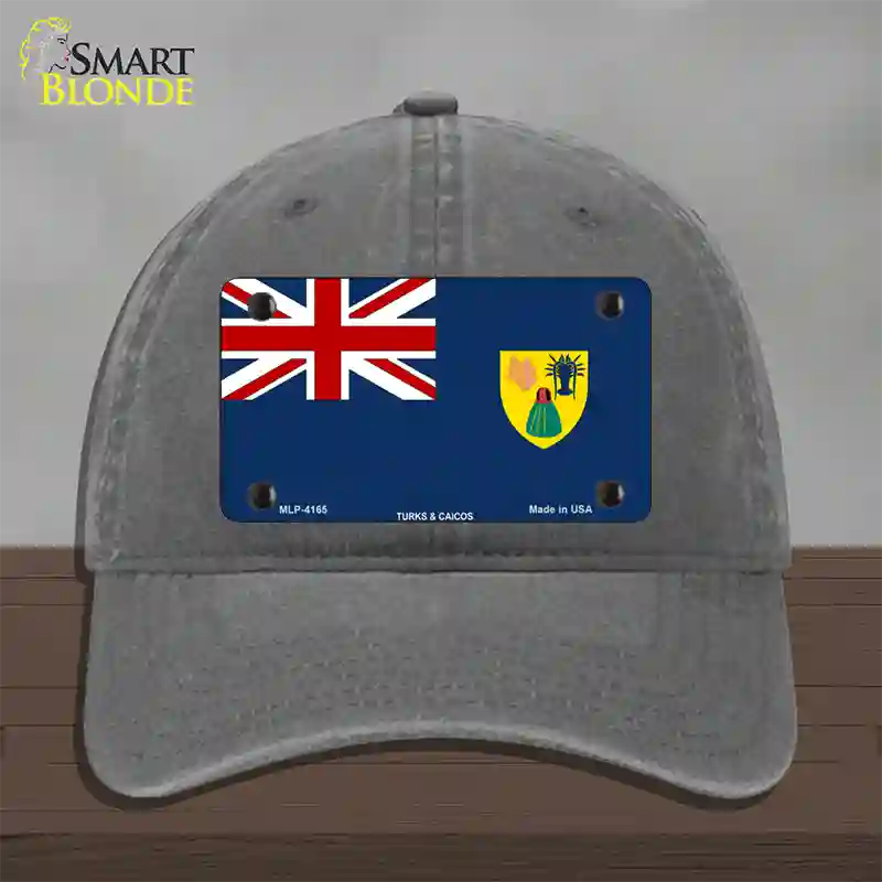Turks And Caicos Flag Novelty License Plate Hat Unconstructed Cotton / Charcoal