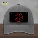 Red Peace Sign Novelty License Plate Hat Unconstructed Cotton / Charcoal