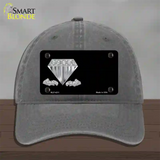 Diamonds Offset Novelty License Plate Hat Unconstructed Cotton / Charcoal