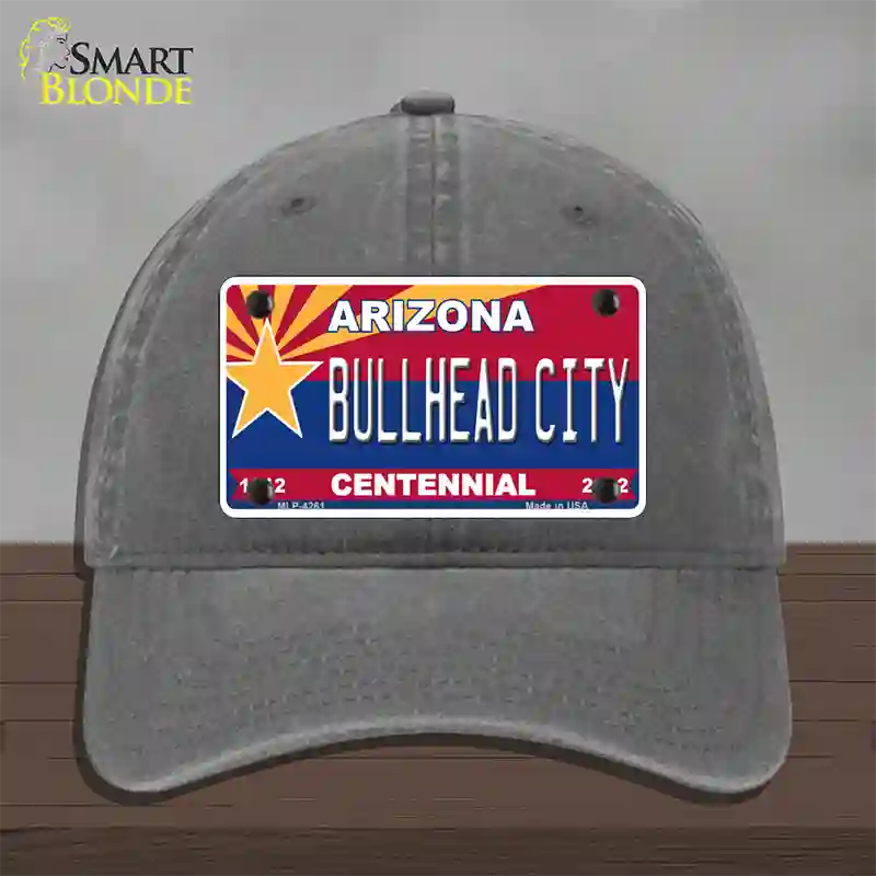Arizona Centennial Bullhead City Novelty License Plate Hat Unconstructed Cotton / Charcoal