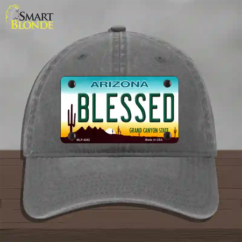 Blessed Arizona Novelty License Plate Hat Unconstructed Cotton / Charcoal