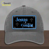 Jesus Is Coming Novelty License Plate Hat Unconstructed Cotton / Charcoal