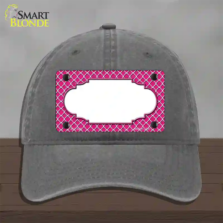 Pink White Quatrefoil Center Scallop Novelty License Plate Hat Unconstructed Cotton / Charcoal