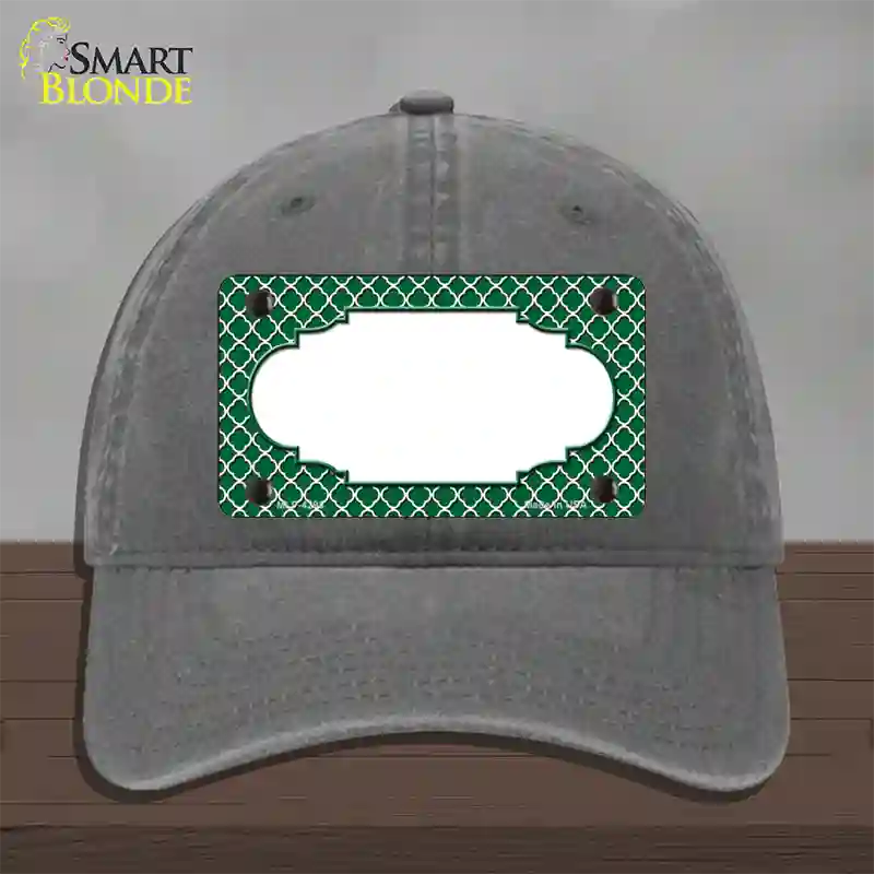 Green White Quatrefoil Center Scallop Novelty License Plate Hat Unconstructed Cotton / Charcoal