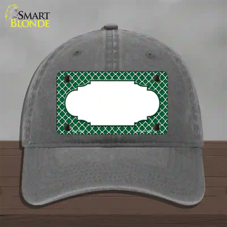 Green White Quatrefoil Center Scallop Novelty License Plate Hat Unconstructed Cotton / Charcoal