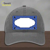 Blue White Quatrefoil Center Scallop Novelty License Plate Hat Unconstructed Cotton / Charcoal