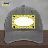 Yellow White Quatrefoil Center Scallop Novelty License Plate Hat Unconstructed Cotton / Charcoal