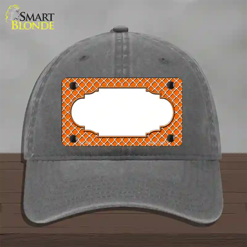Orange White Quatrefoil Center Scallop Novelty License Plate Hat Unconstructed Cotton / Charcoal