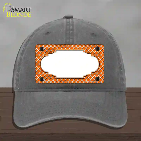 Orange White Quatrefoil Center Scallop Novelty License Plate Hat Unconstructed Cotton / Charcoal