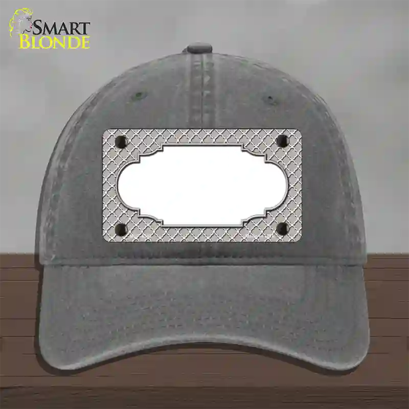 Grey White Quatrefoil Center Scallop Novelty License Plate Hat Unconstructed Cotton / Charcoal