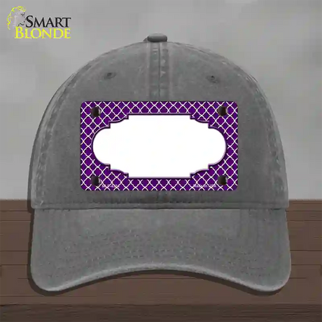Purple White Quatrefoil Center Scallop Novelty License Plate Hat Unconstructed Cotton / Charcoal