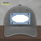 Light Blue White Quatrefoil Center Scallop Novelty License Plate Hat Unconstructed Cotton / Charcoal