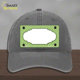 Lime Green White Quatrefoil Center Scallop Novelty License Plate Hat Unconstructed Cotton / Charcoal