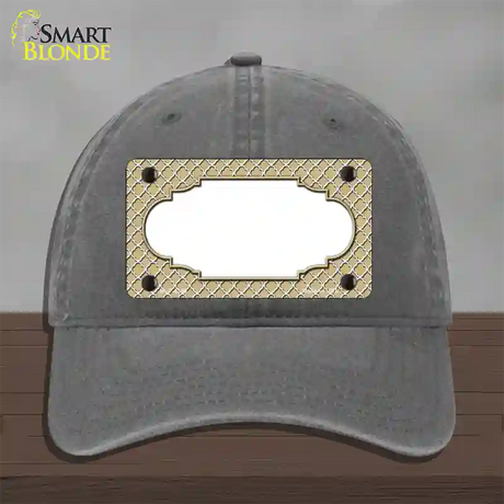 Gold White Quatrefoil Center Scallop Novelty License Plate Hat Unconstructed Cotton / Charcoal