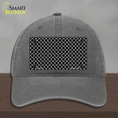 Black White Quatrefoil Novelty License Plate Hat Unconstructed Cotton / Charcoal