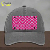 Pink White Quatrefoil Novelty License Plate Hat Unconstructed Cotton / Charcoal