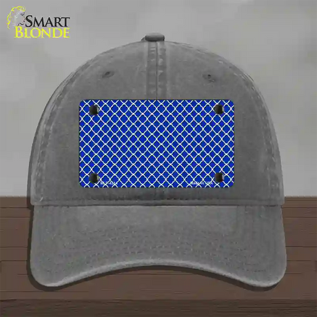 Blue White Quatrefoil Novelty License Plate Hat Unconstructed Cotton / Charcoal