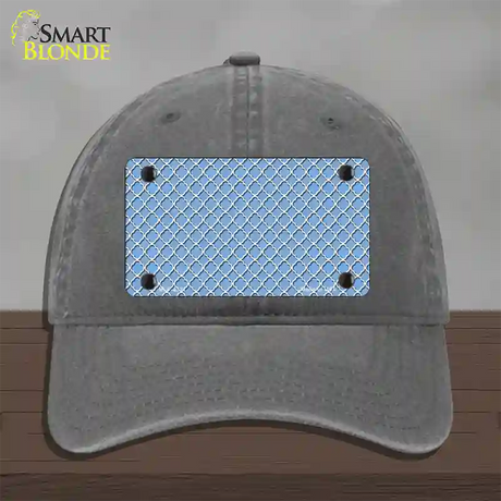 Light Blue White Quatrefoil Novelty License Plate Hat Unconstructed Cotton / Charcoal