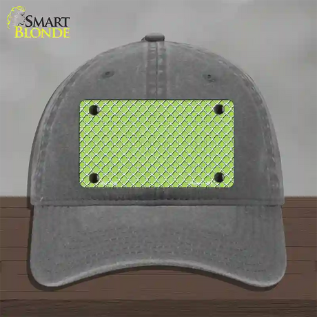Lime Green White Quatrefoil Novelty License Plate Hat Unconstructed Cotton / Charcoal