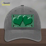 Green White Quatrefoil Green Center Hearts Novelty License Plate Hat Unconstructed Cotton / Charcoal