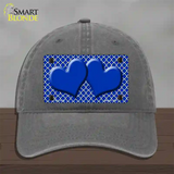 Blue White Quatrefoil Blue Center Hearts Novelty License Plate Hat Unconstructed Cotton / Charcoal